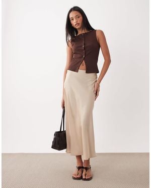 Vila Satin Maxi Skirt - Natural