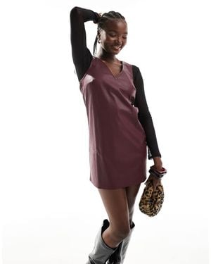 New Look Pu Mini Pinny Dress - Red