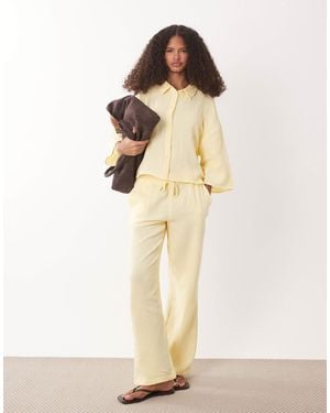 Jdy Wide Leg Cheesecloth Pants Co-ord - Natural