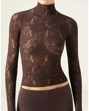 Calzedonia Floral Lace Top - Brown