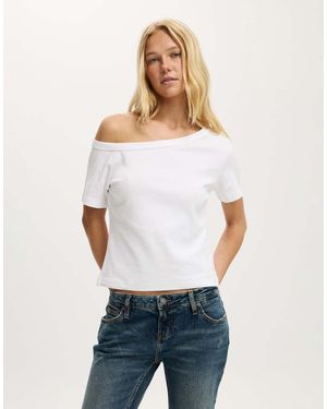 Cotton On Arlie Asymmetric Short Sleeve - White