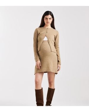 Mama.licious Mamalicious Maternity Knitted Over The Bump Mini Skirt Co-ord - Natural