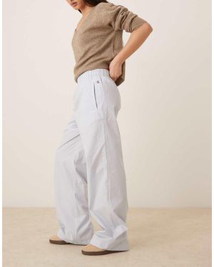Calvin Klein Cotton Poplin Pull On Trouser With Elasticated Waist - Natural
