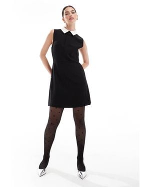 French Connection Mini Dress With Contrast Collar - Black