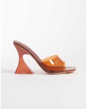 Public Desire Sandalias Marrones Transparentes De Tacón Curvado De - Rosa