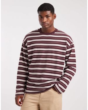 ASOS Heavyweight Oversized Long Sleeve Striped T-shirt - Red
