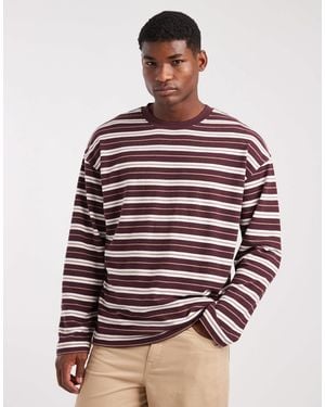 ASOS Heavyweight Oversized Long Sleeve Striped T-shirt - Red