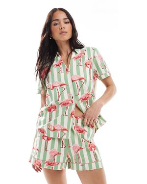 Chelsea Peers Cotton Short Sleeve Revere And Short Set - White