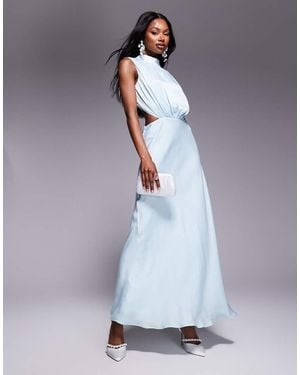Bardot Open Back High Neck Maxi Dress - Grey