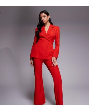 Kaiia Exclusive High Rise Tailo Flare Trousers Co-ord - Red