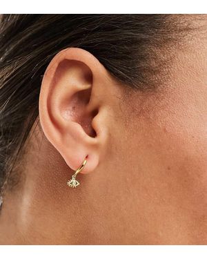 Orelia 18K Plated Evil Eye Charm Huggie Hoop Earrings - Brown