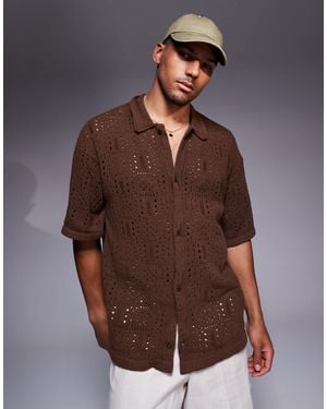 ADPT Knitted Crochet Shirt - Brown