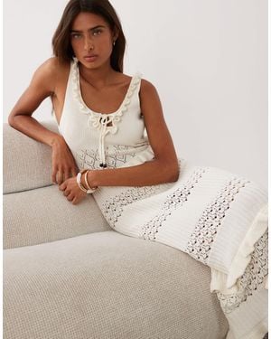 Miss Selfridge Frill Detail Crochet Maxi Dress - Brown