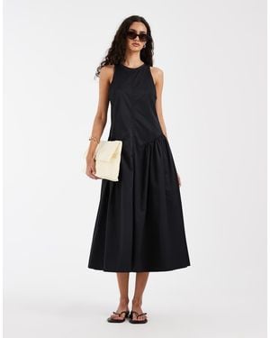 & Other Stories Ruched Drop Waist Maxi Dress - Black