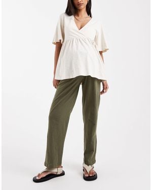 Mama.licious Mamalicious Maternity Under The Bump Lightweight Summer Wide Leg Pants - White
