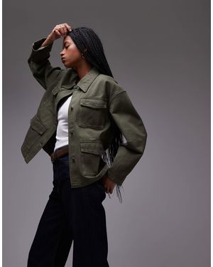 ARKET Denim Jacket With Patch Pockets And Cinch Back - Gray