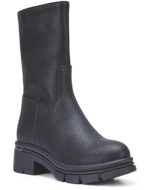 SEQWL Block Heel Casual Ankle Boots With Zip Closure - Black