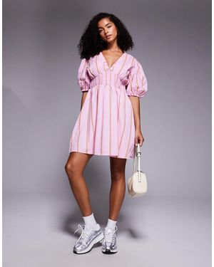 River Island Puff Sleeve Mini Dress - Pink