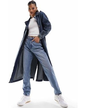 Pull&Bear X Bruce Lee Denim Trench Coat - Blue