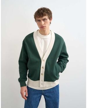 TOPMAN Cárdigan Retro De Corte Clásico De - Verde