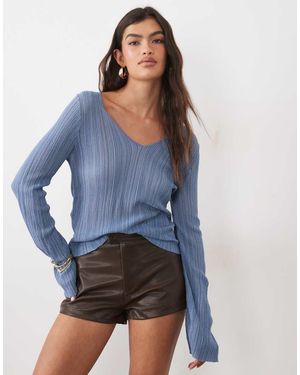 ASOS Minishorts Efecto Cuero Marrones - Azul