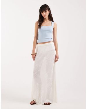 JJXX Flat Floral Knit Midi Skirt - White
