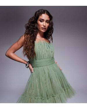 LACE & BEADS Bandeau Structured Mini Dress - Green