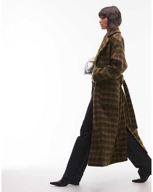 TOPSHOP Brushed Check Formal Coat - Black