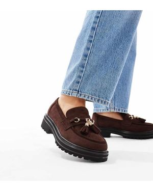 SEQWL Wide Fit Jeep Chunky Tassel Loafers - Blue