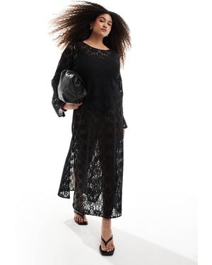 Renee Studio Renée studio plus – exklusiv – langärmliges spitzen-maxikleid - Schwarz