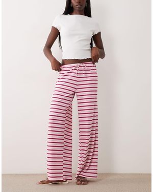 Gina Tricot Supersoft Jersey Wide Leg Trousers With Drawstring Waist - Pink