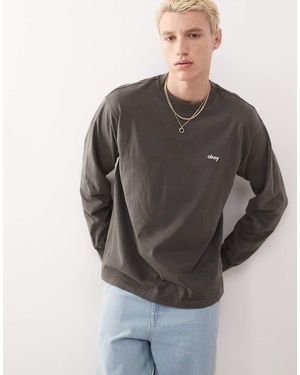 Obey Maglietta A Maniche Lunghe Digitale Pigmentato Con Logo - Grigio