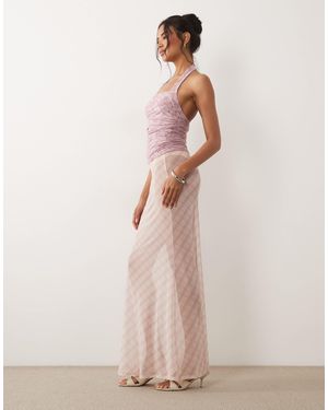 ASOS – maxirock aus transparentem netzstoff - Pink