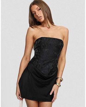 Princess Polly Jenevieve Drape Waist Detail Bandeau Mini Dress - Black