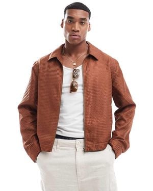 ASOS Textured Cropped Harrington Jacket - Brown