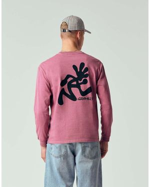 Gramicci Running Long Sleeve Pigment Dyed Tee With Back Graphic - Red