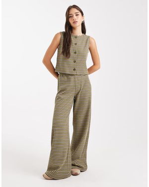 Miss Selfridge Premium Rib Knit Wide Leg Trousers - Multicolour