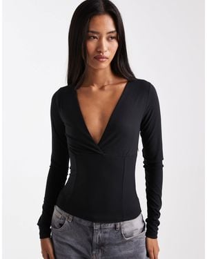 Cotton On Zali -top cache-cœur à manches longues - Noir