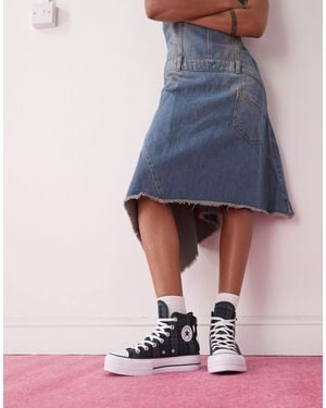 Converse – chuck taylor all star hi lift – sneaker mit schottenkaros - Blau