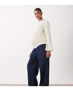 Mama.licious Mamalicious Maternity Pull On Straight Leg Jeans - Blue