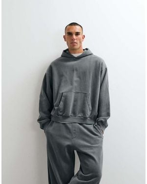 Weekday Sudadera Con Capucha Extragrande De Punto Grueso En Gris Lavado