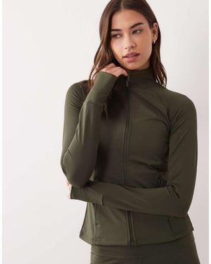 4505 Chaqueta Deportiva Moldeador De Manga Larga Con Cremallera Y Bolsillos Con Cremallera Icon De -Verde