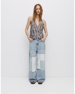Pull&Bear Patchwork Jeans - Blue