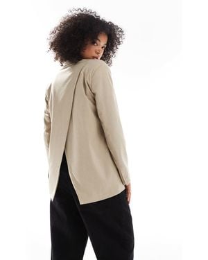 Pull&Bear Oversized Blazer With Crossover Back Detail - Natural