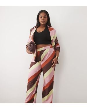 ASOS Curve Co-Ord Getailleerde Broek Met Bold Stripe - Meerkleurig