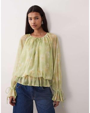 Gina Tricot Blouse Met Ruches - Naturel