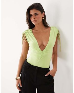 ASOS Body Met Diepe V-Hals En Gerimpeld Detail - Groen