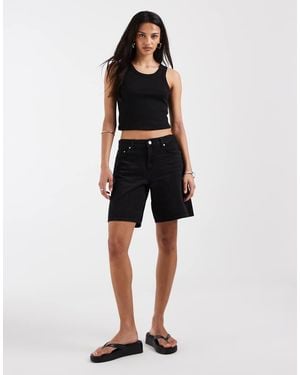 ONLY Mid Rise Longline Denim Shorts - Black