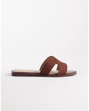 SEQWL Wide Fit Storke Flat Sandals - Brown