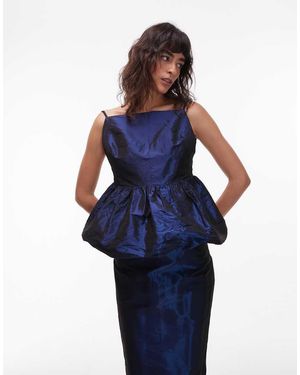 ASOS Taffeta Bubble Hem Top - Blue